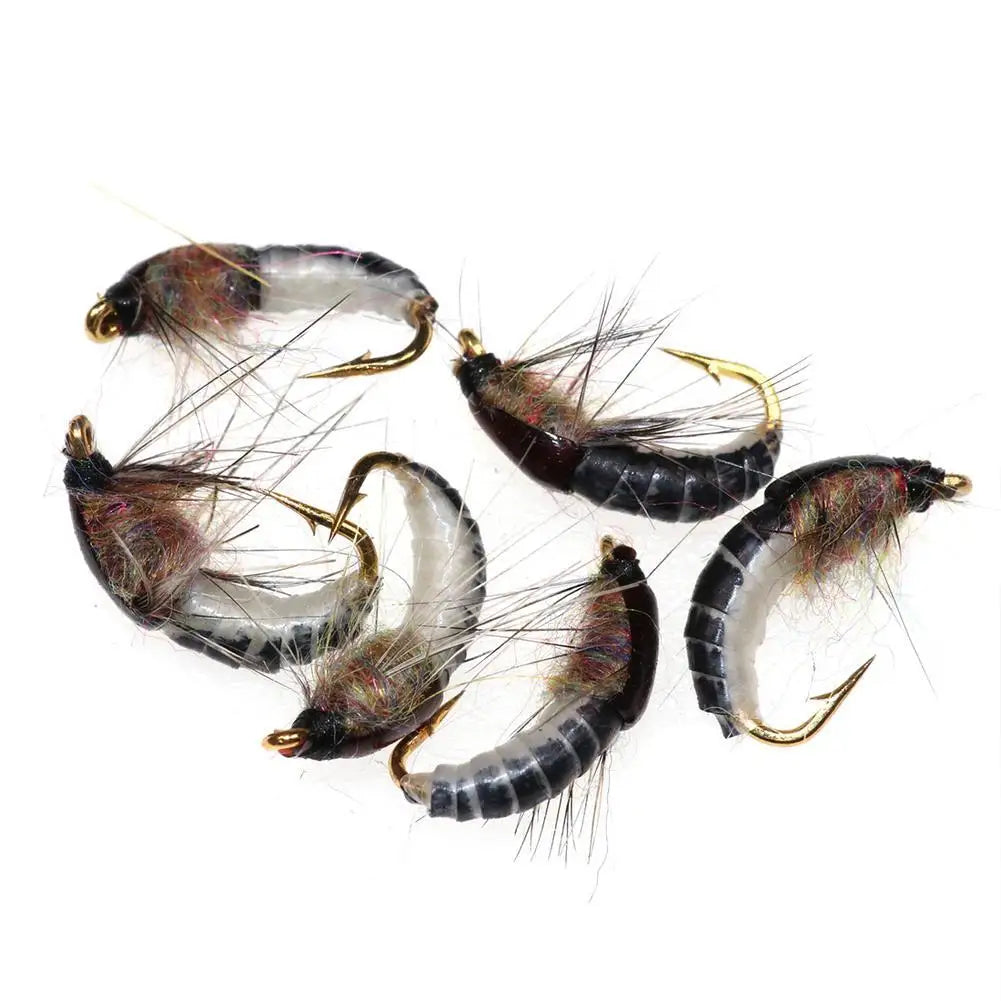 6-Pack Nymph Scud Fly Fishing Lures for Trout | #12 Hook Fly Fishing Lure QXL