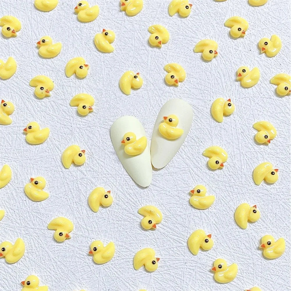 3D Yellow Duck Nail Charms 10-Pack | Kawaii DIY Nail Art Nail Art Charms QXL