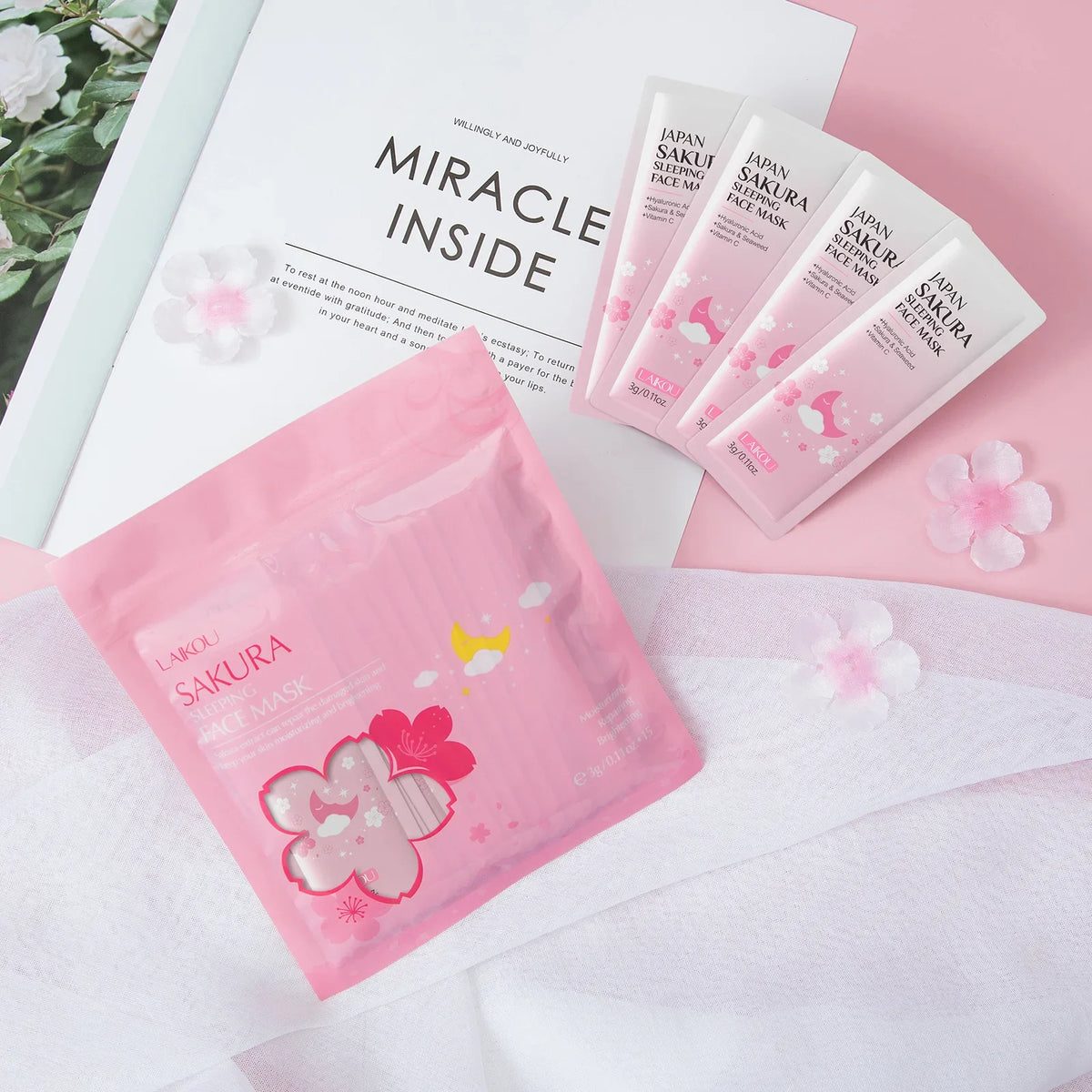 LAIKOU Sakura Overnight Sleeping Mask – Hydrating & Brightening Sleeping Face Mask QXL