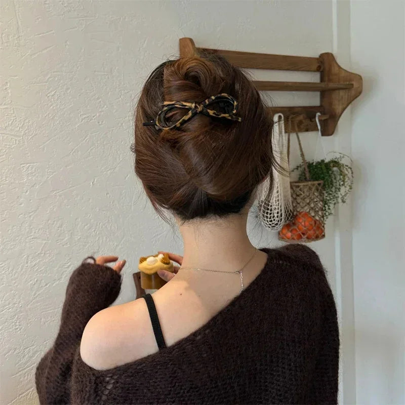 Leopard Print Twist Hair Clip | Acrylic Vintage Hairpin Twist Hair Clip QXL