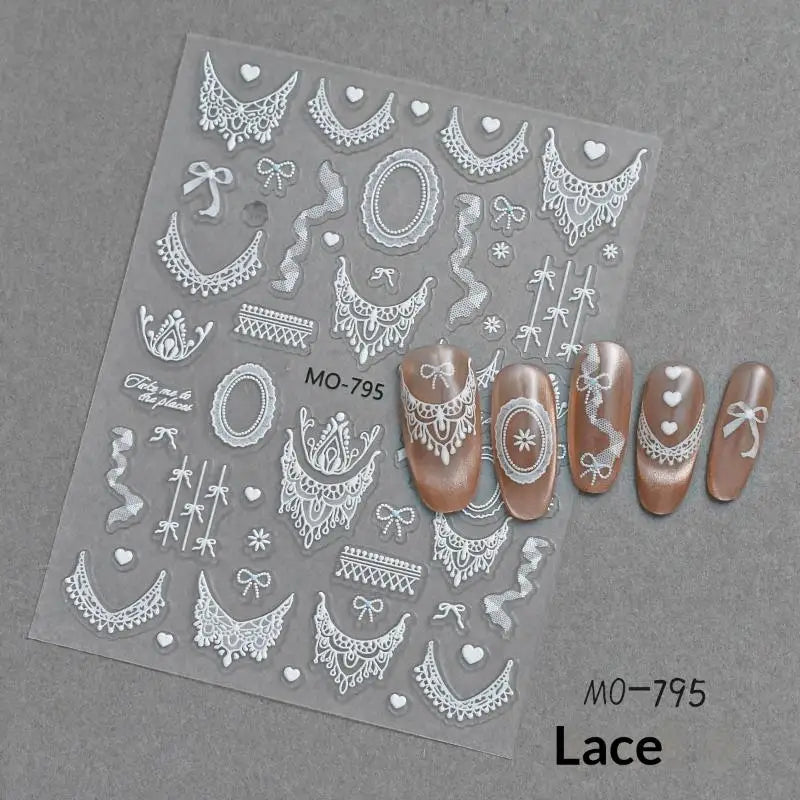 Lace Flower Bow Hollow Nail Stickers | DIY Manicure Decals Nail Art Stickers QXL M95