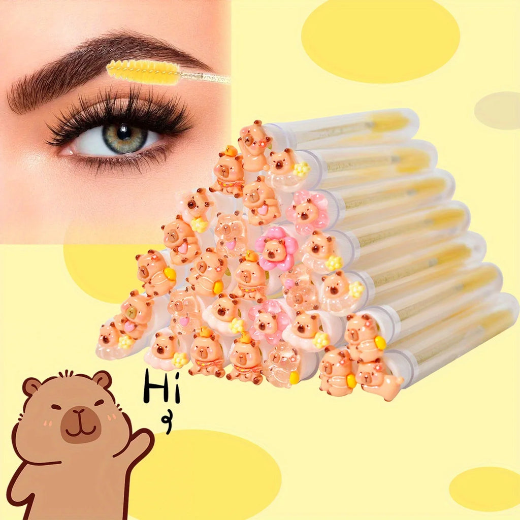 Capybara Eyelash Extension Brushes | Oval Nylon Reusable Set Lash Extension Brushes QXL