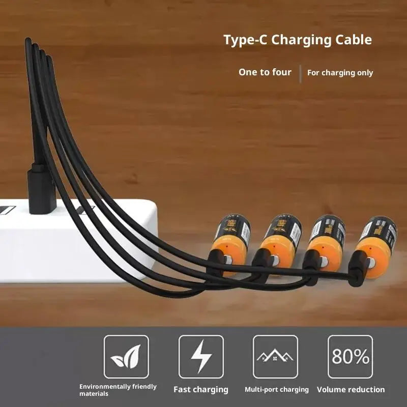 4-in-1 USB-C Splitter Cable | Charge 4 Devices Simultaneously USB-C Splitter Cable QXL