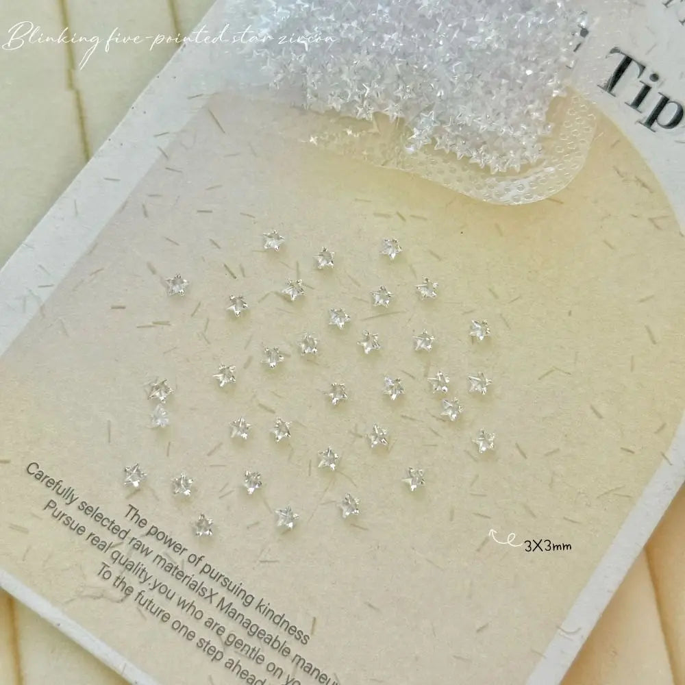 50-Pack 3D Star Nail Rhinestones 3mm Colorful Glitter Gems Nail Art Rhinestones QXL
