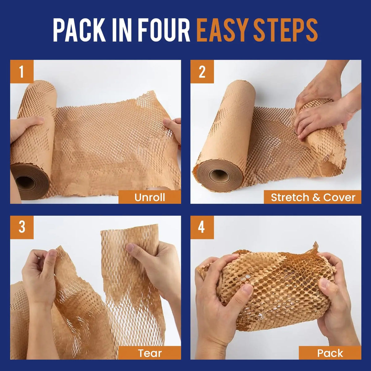 Brown Kraft Honeycomb & Cushion Wrapping Paper Rolls Kraft Packing Paper QXL