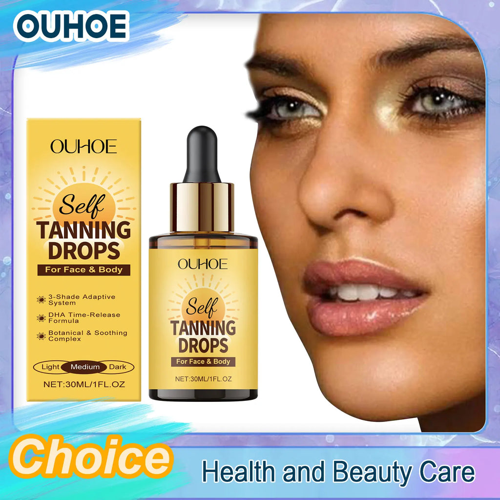 OUHOE Sunless Self Tanner Bronzing Serum | Golden Glow 30ml Self Tanning Serum QXL