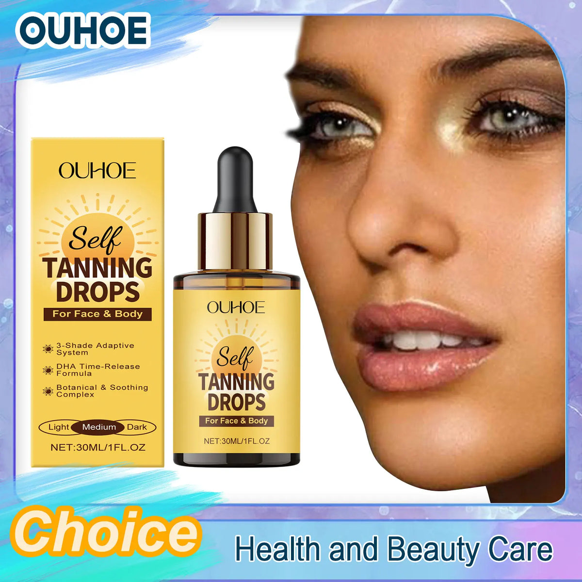 OUHOE Sunless Self Tanner Bronzing Serum | Golden Glow 30ml Self Tanning Serum QXL