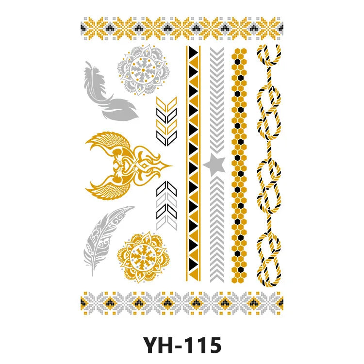 Waterproof Gold & Silver Metallic Temporary Tattoo Stickers
