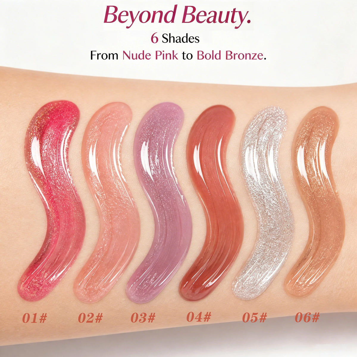 BEYONDBEAUTY Glow Lip Gloss & Remover Pad Set – Moisturizing Lip Gloss Set QXL