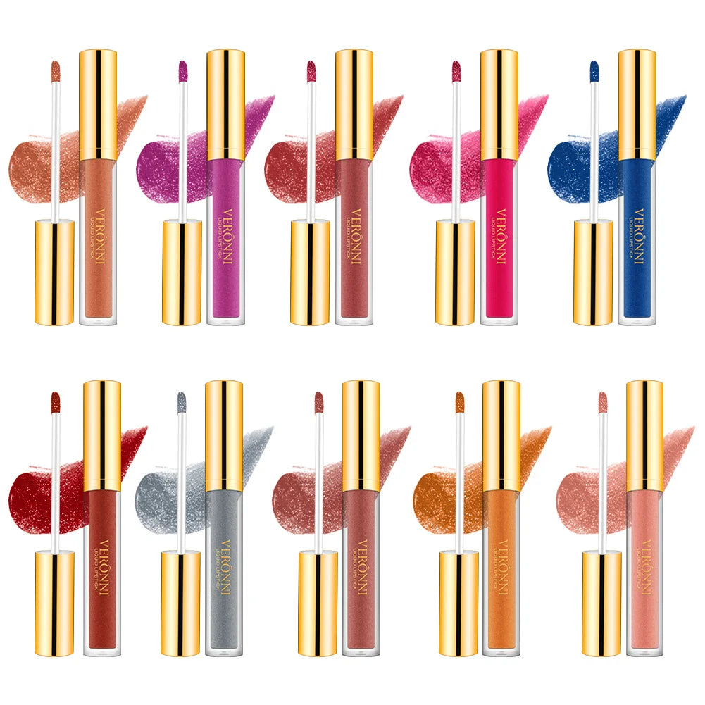 VERONNI Diamond Glitter Lip Gloss – 10 Shades | Shimmer Glitter Lip Gloss QXL