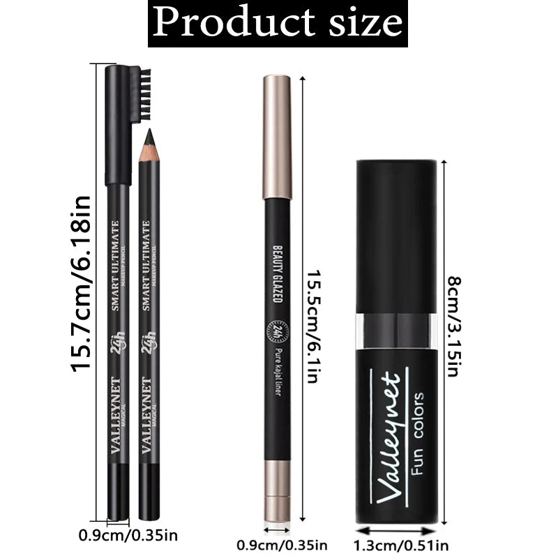 Dark Punk 3-Piece Makeup Set | Matte Black Lipstick & Eyeliner Makeup Set QXL