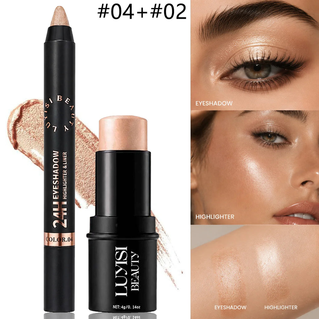 Metallic Eyeshadow Pen & Highlighter Stick Set | Shimmer Duo Eyeshadow & Highlighter Set QXL Set A