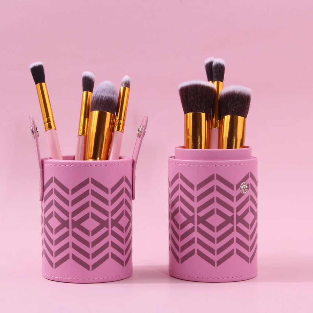 PU Leather Makeup Brush Holder & Travel Storage Cylinder Makeup Brush Organizer QXL MULTI