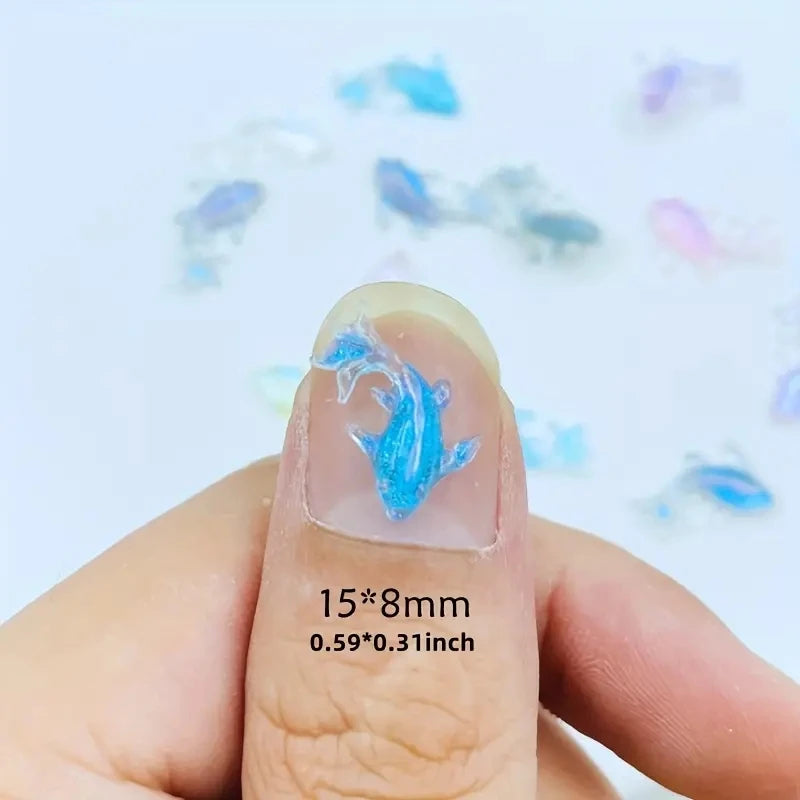 20-Pc 3D Kawaii Fish Resin Nail Charms | Cartoon Rhinestones Nail Art Charms QXL