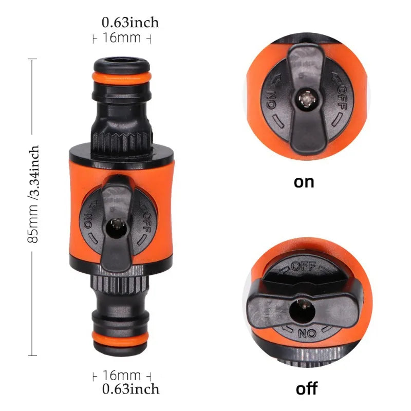 16mm Garden Hose Shut-Off Valve Quick Connector Fitting Hose Valve Connector QXL