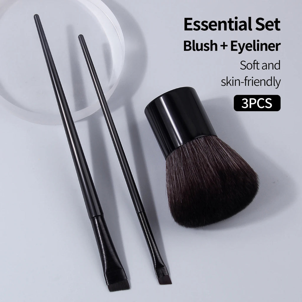 KOSSHOW 3-Piece Makeup Brush Set – Blush, Powder & Eyeliner Makeup Brush Set QXL