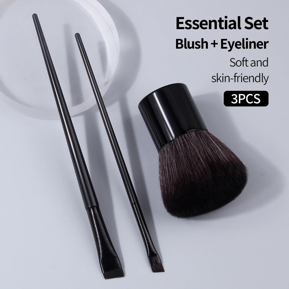 KOSSHOW 3-Piece Makeup Brush Set – Blush, Powder & Eyeliner Makeup Brush Set QXL