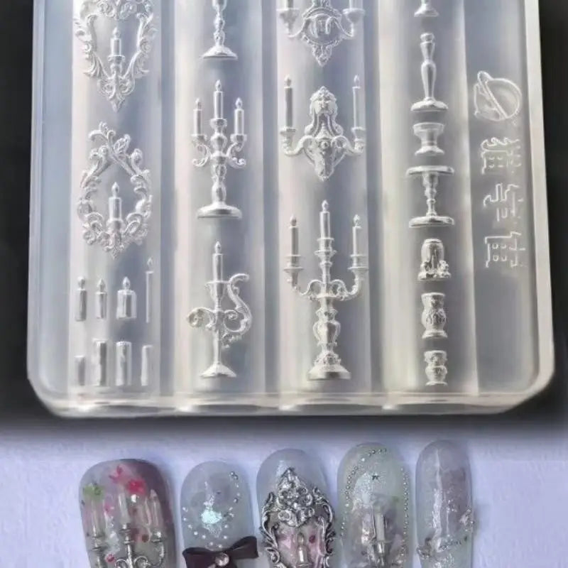 3D Resin Nail Art Mold – Rose, Bow & Floral Charm Templates Nail Art Mold QXL