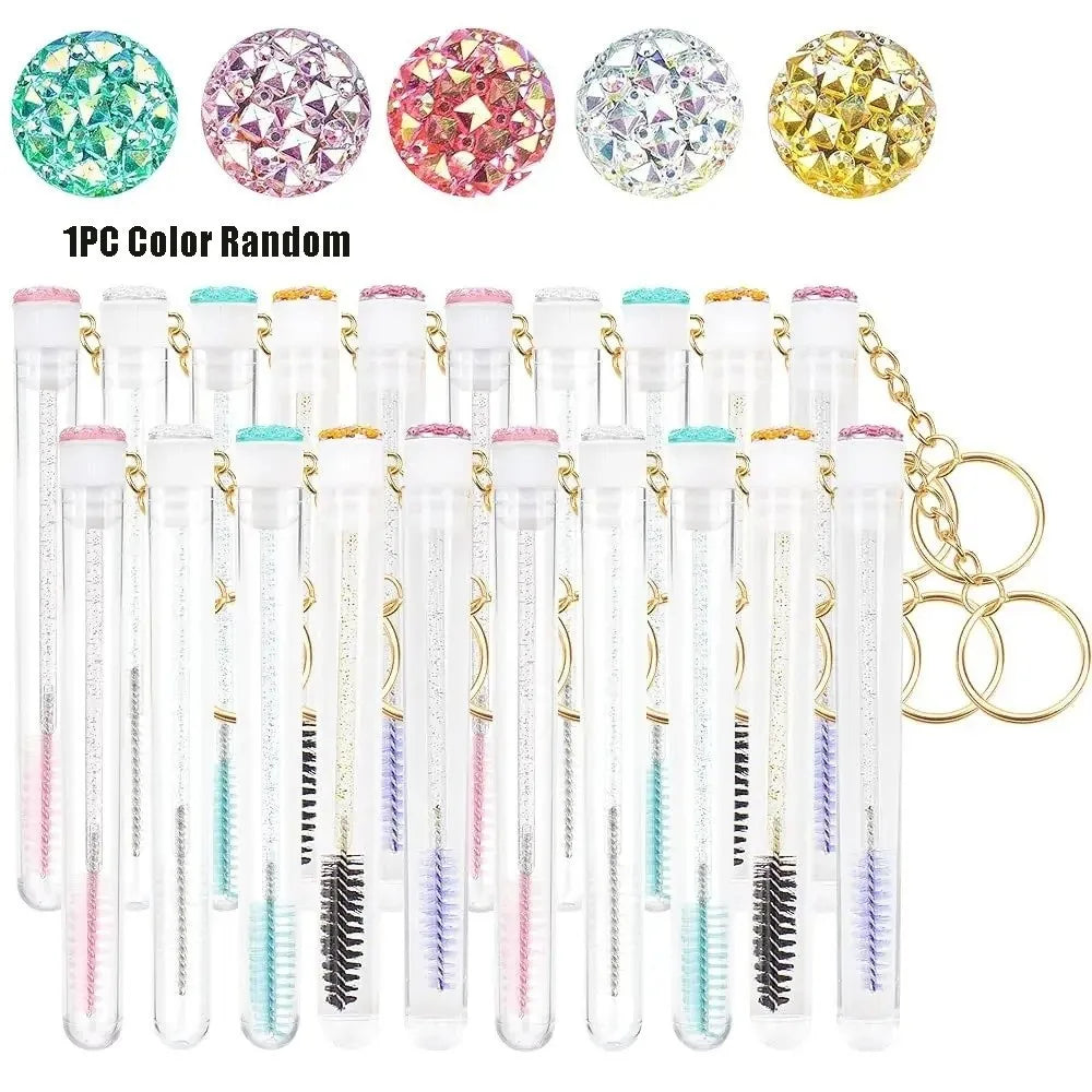 Reusable Mascara Wand & Eyelash Brush with Keychain Tube Case Eyelash Brush Set QXL 1PC Color Random