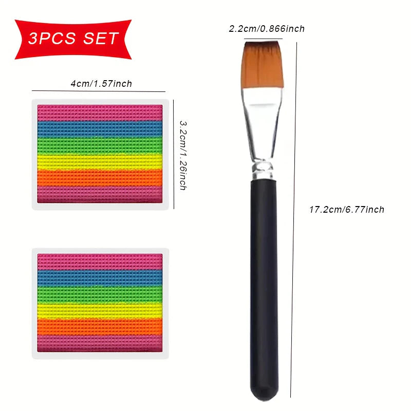 Rainbow Split Cake Face & Body Paint Set | CPNP Certified Face & Body Paint QXL 3pcs Set