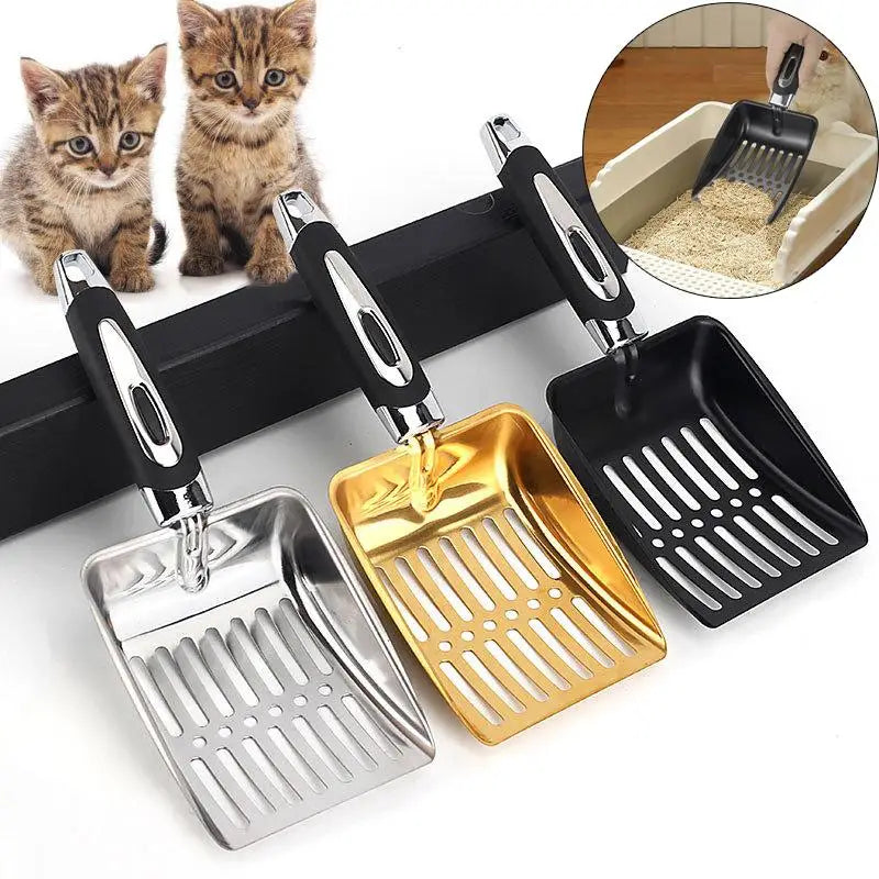 Stainless Steel Cat Litter Scoop | Anti-Stick Long Handle Cat Litter Scoop QXL