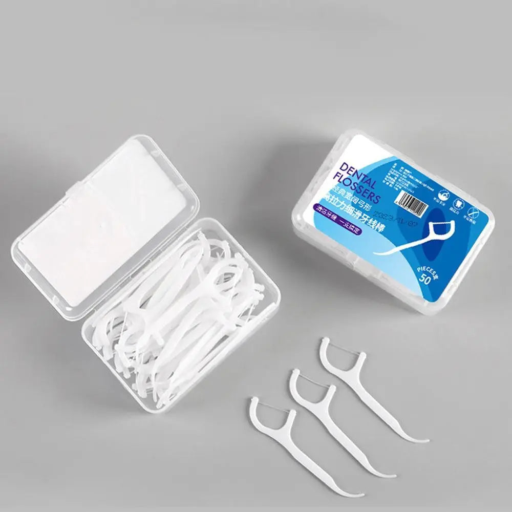 50-Pack Mint Disposable Dental Floss Picks | Flosser Box Dental Floss Picks QXL