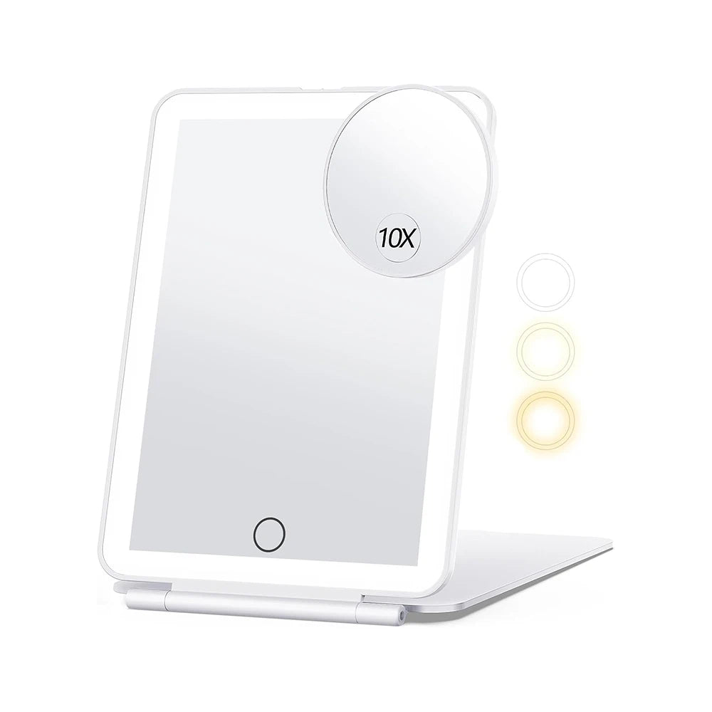 Rechargeable LED Makeup Mirror 10X Magnification | 3 Light Modes LED Makeup Mirror QXL White with 10X