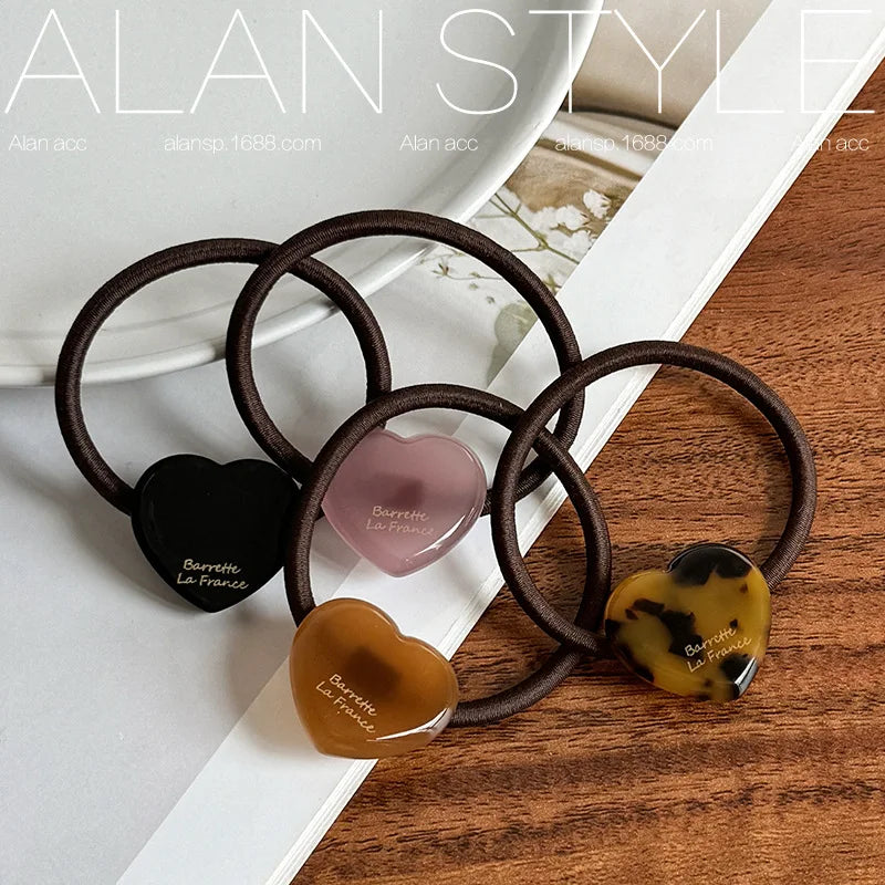 Acetate Jelly Heart Hair Tie | French Style Ponytail Holder Hair Tie QXL