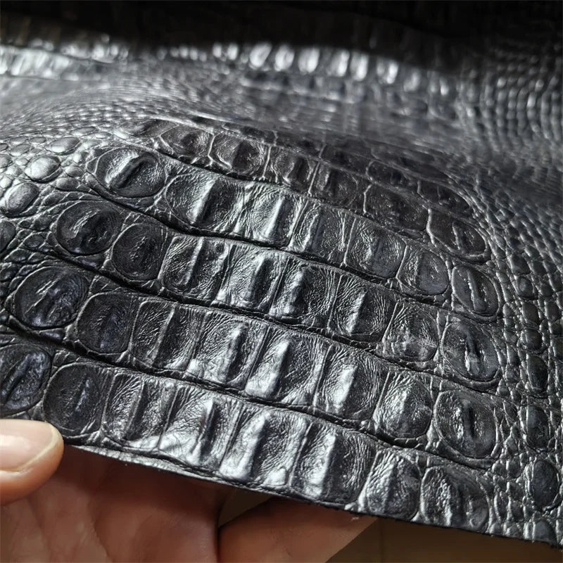1.2mm Black Crocodile Grain Veg-Tanned Cowhide Leather Hide Craft Leather Hide QXL