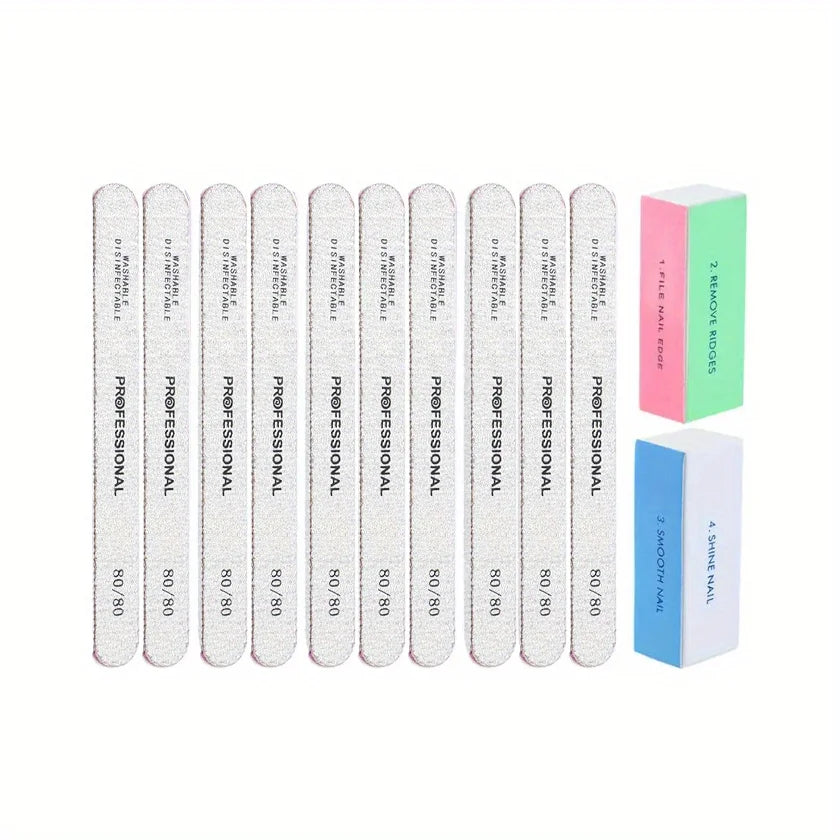 12-Pack Washable Nail Buffer Blocks & Shine Files | Manicure Nail Buffer Block Set QXL 12pc