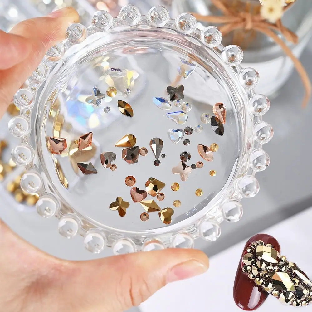12-Grid 3D Nail Art Rhinestones | Mixed Shape Glass Charms Nail Art Rhinestones QXL