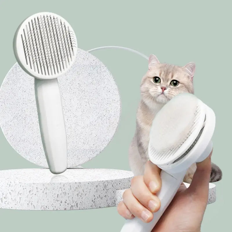 Self-Cleaning Pet Slicker Comb | One-Click Fur Removal for Cats & Dogs Pet Grooming Comb QXL