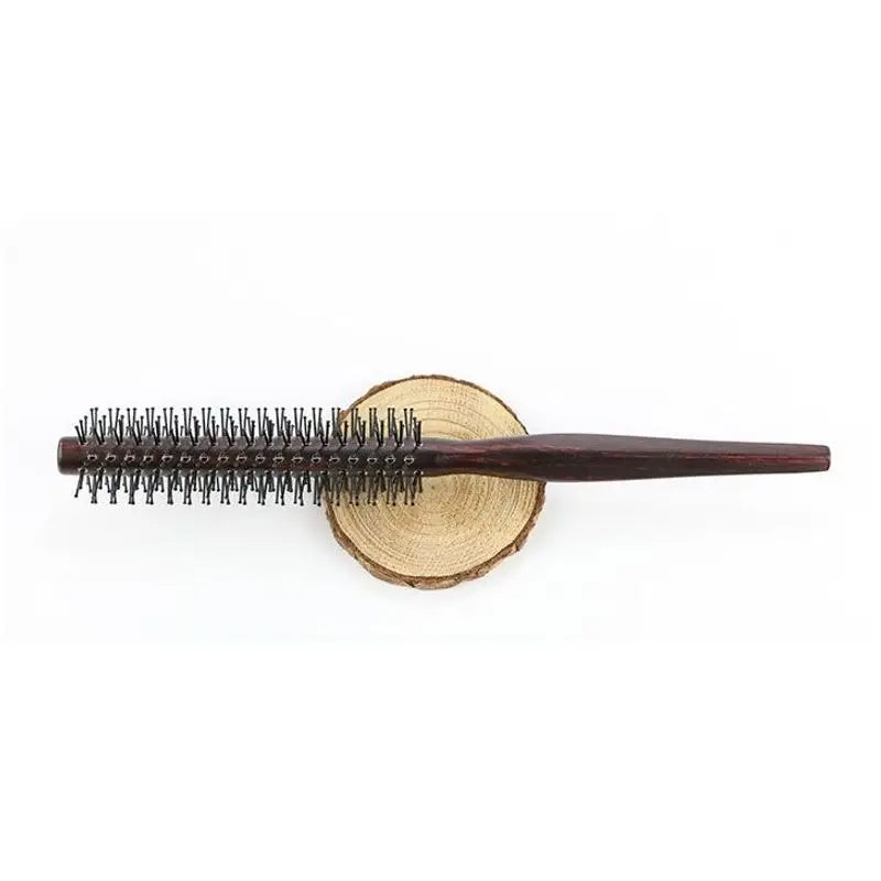 Mini Round Nylon Hair Brush | Wooden Handle Roller Comb Round Hair Brush QXL