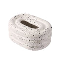 Ceramic Tissue Box Holder | Creamy Circular Desktop Organizer Ceramic Tissue Box QXL Splash ink pattern