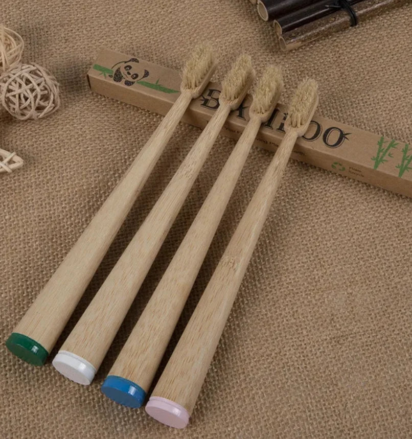 10-Pack Boar Bristle Bamboo Toothbrush | Biodegradable Bamboo Toothbrush QXL
