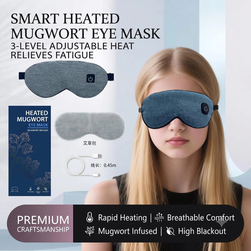 Heated Mugwort Eye Mask | 3-Level USB Warm Compress Heated Eye Mask QXL