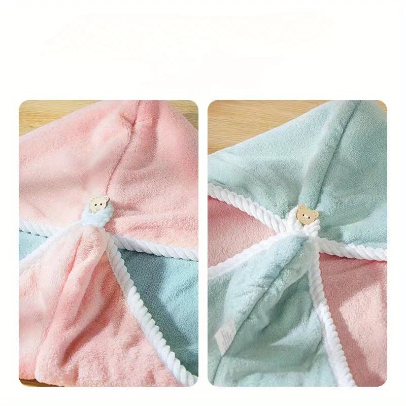 Double-Layer Microfiber Hair Drying Cap | Quick-Dry Towel Hair Drying Cap QXL