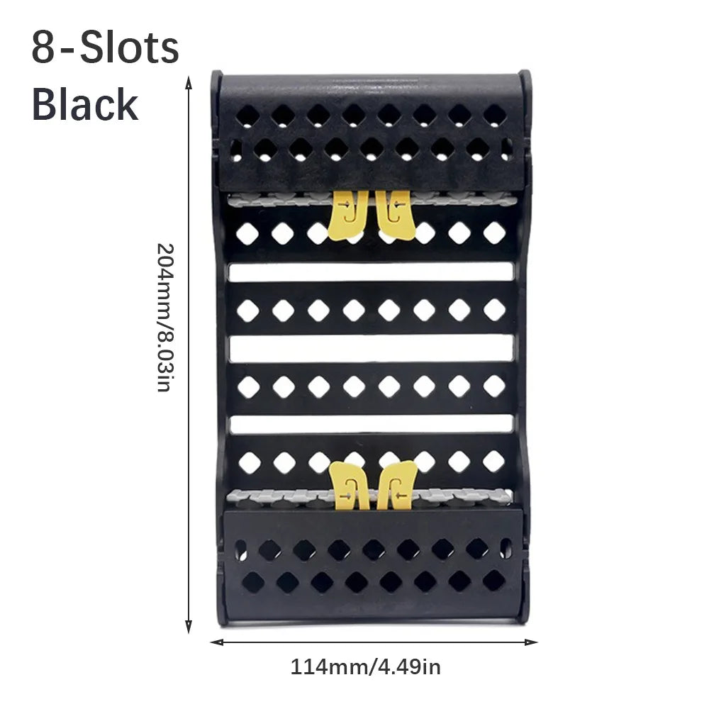 Autoclavable Dental Bur Holder & Disinfection Rack | 4 & 8 Slot Dental Bur Holder QXL 8-Slots Black