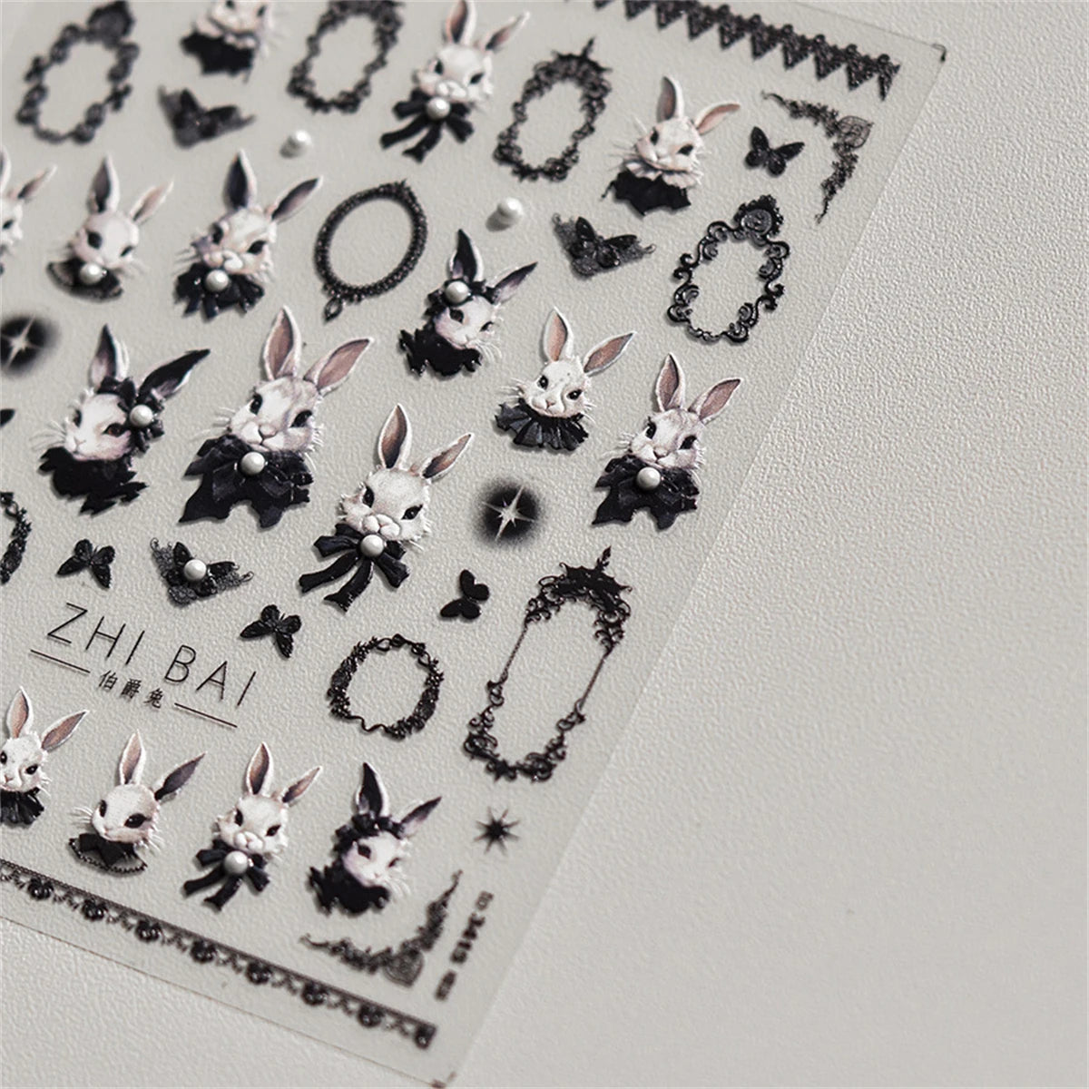 5D Gothic Rabbit Nail Art Stickers | Christmas Snow Decals Nail Art Stickers QXL