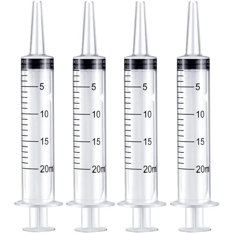 20ml Reusable Plastic Syringes | Hydroponics, Pet & Lab Use Plastic Measuring Syringe QXL