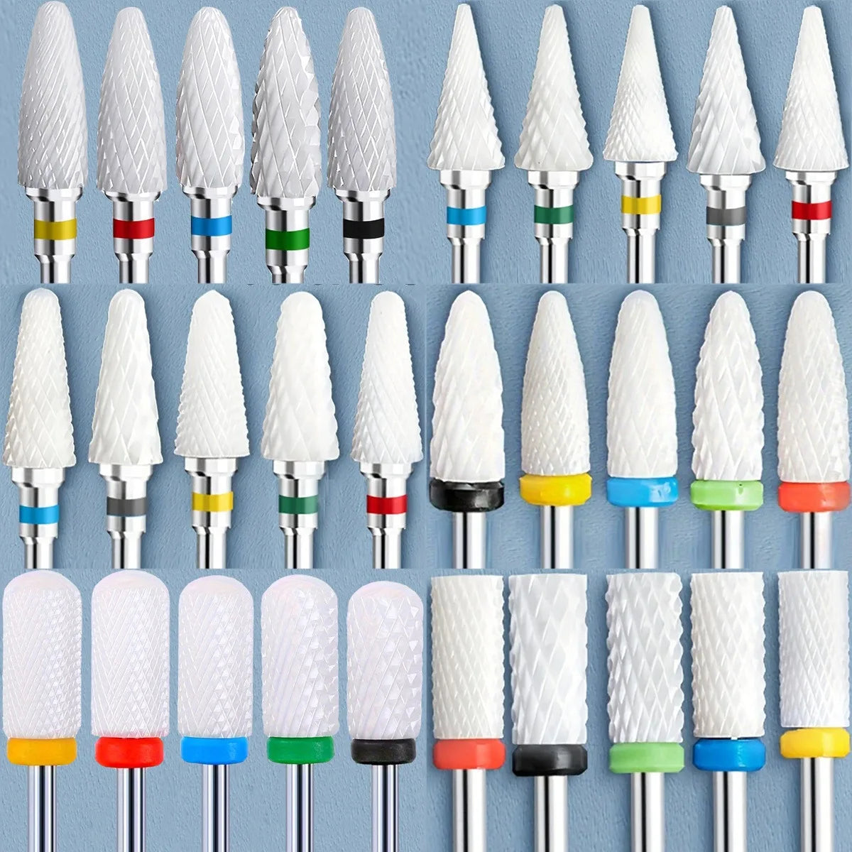 5-Pc Ceramic Nail Drill Bit Set | Gel Removal & Pedicure Nail Drill Bit Set QXL
