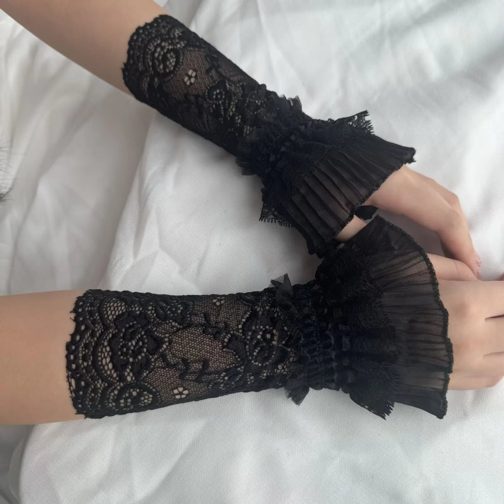Lace Floral Wrist Covers | Stretchy Knit Arm Sleeves for Women Lace Arm Sleeves QXL