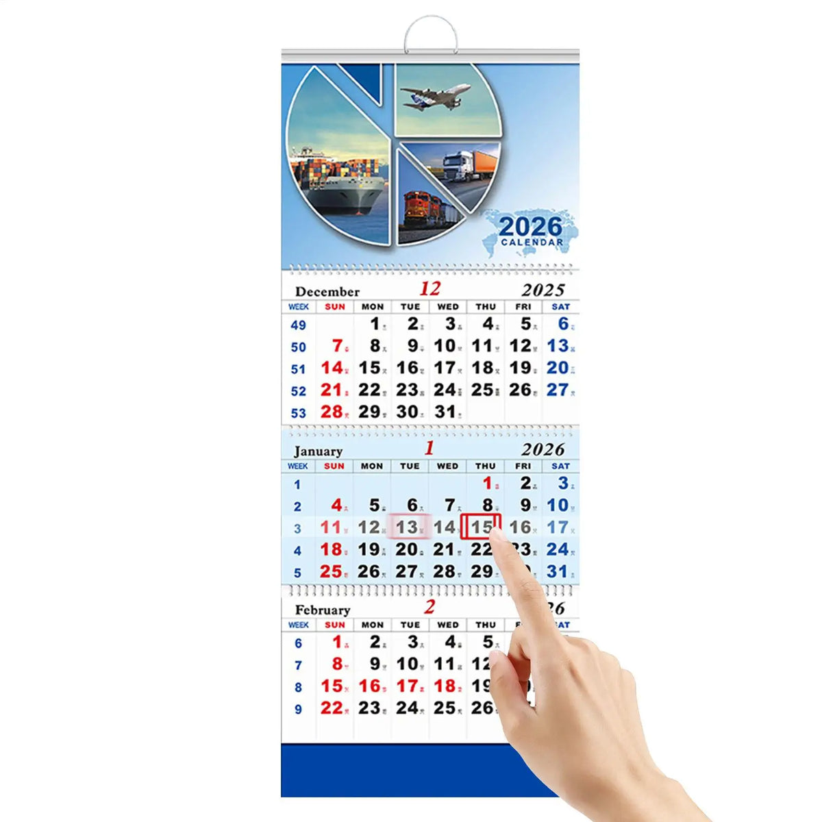 2026 Wall Calendar | 3-Month Vertical Planner with Holidays Wall Calendar Planner QXL