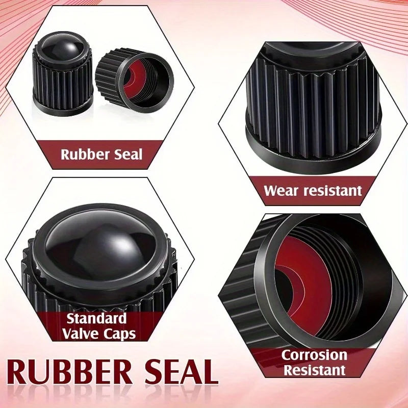 Black Plastic Tire Valve Dust Caps – Universal Car & Bike Fit Tire Valve Caps QXL