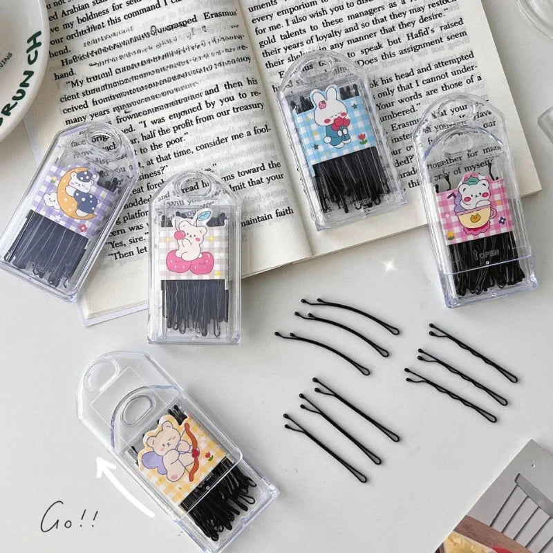 30-Pack Metal Bobby Pins | Black Straight & Wave Hair Clips Bobby Pin Set QXL