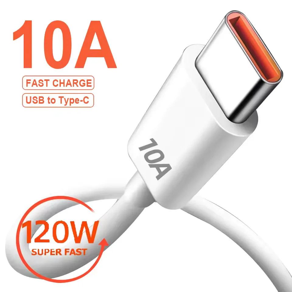 120W USB-A to USB-C Fast Charging Cable 10A | 1M & 2M USB-C Charging Cable QXL