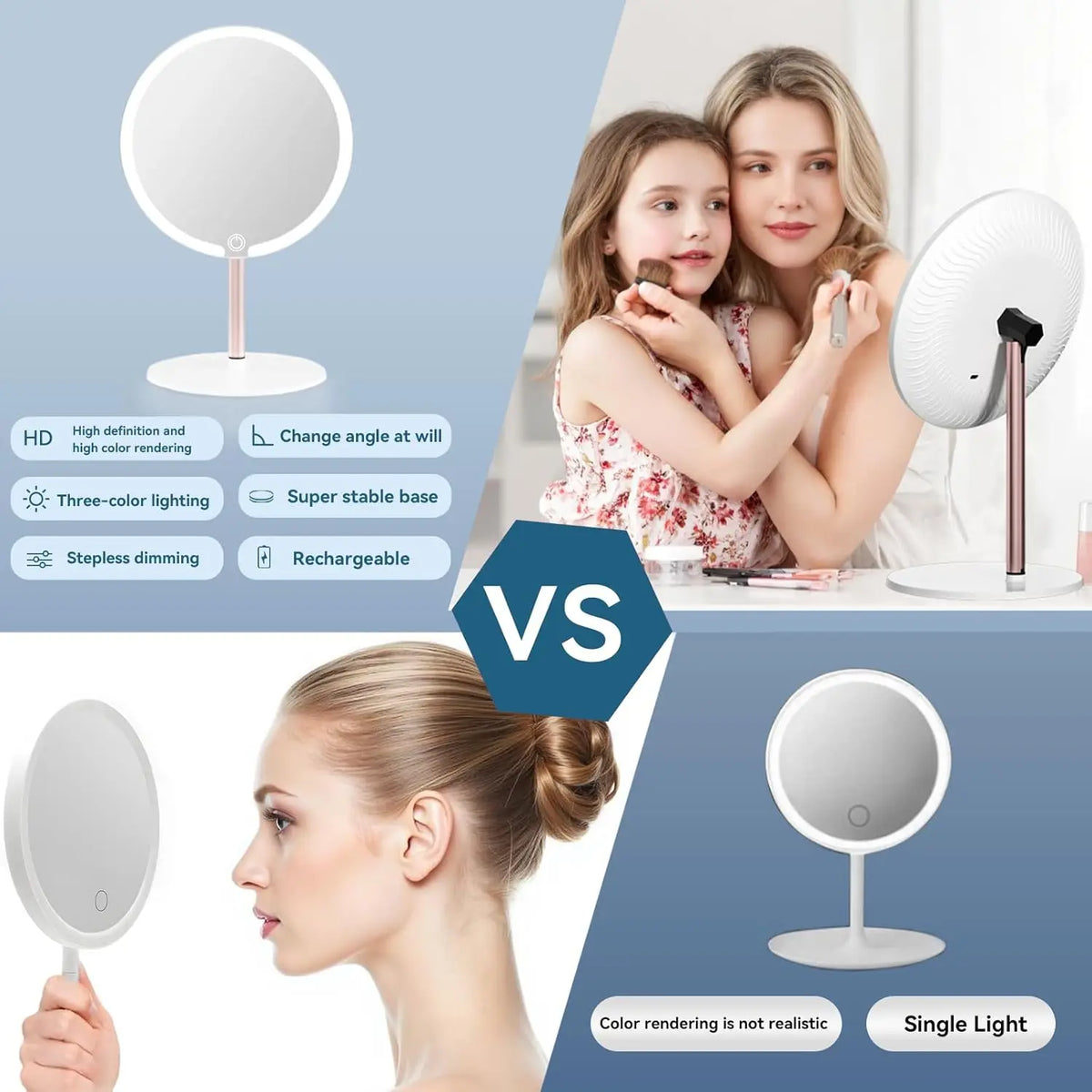 LED Vanity Mirror with Lights | 3-Mode Touch Dimming Makeup Mirror LED Makeup Mirror QXL