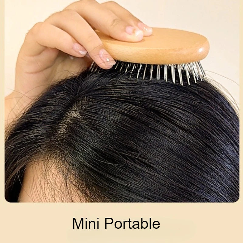 Round Bamboo Cushion Hair Brush | Anti-Static Massage Comb Bamboo Hair Brush QXL