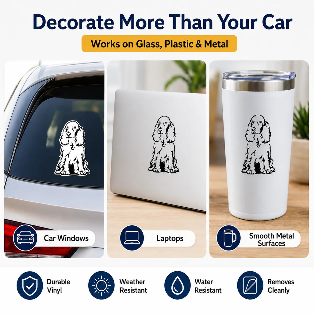 Cocker Spaniel Vinyl Decal | Waterproof Car & Laptop Sticker Vinyl Decal Sticker QXL
