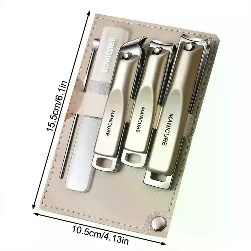 5/10-Pc Stainless Steel Nail Clipper Set with Leather Bag Nail Clipper Set QXL